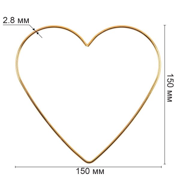 Каркас для рукоделия GAMMA "сердце" (заготовка) металл под золото RKH-015