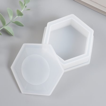 Молд силикононовый "Шкатулка шестигранная" с крышкой 9.2 x 9.2 x 5 см SIM-9087361