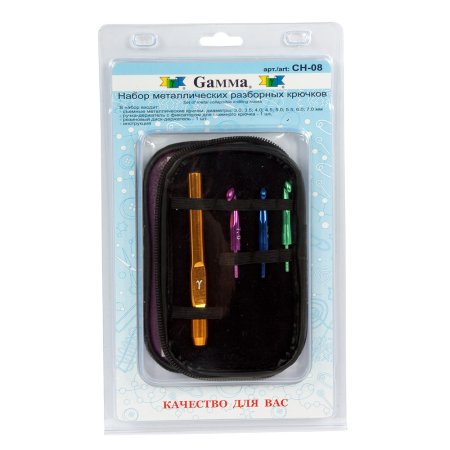 Набор разборных крючков GAMMA в пенале алюминий d 3.0 - 7.0 мм в пластиковой упаковке с европодвесом CH-08-30/70