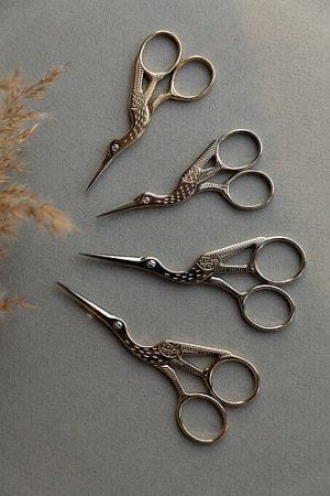 Ножницы GAMMA для рукоделия "Цапельки" 117 мм под золото в блистере G-913