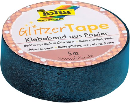 Скотч декоративный FOLIA Glitzer 15 мм x 5 м, с глиттером, бирюзовый FL-28101