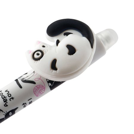 Ручка гелевая стираемая автоматическая MESHU "Funny cats" синяя, 0.5 мм, корпус ассорти, с топпером RE-MS_55627