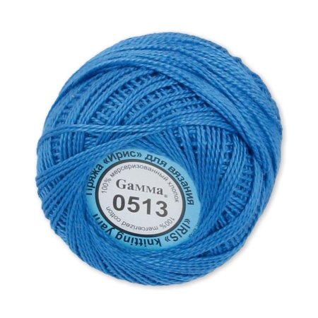 Пряжа GAMMA Ирис 100% хлопок 1 х 10 г 82 ± 3 м №0513 синий GAM-IRI-1-0513