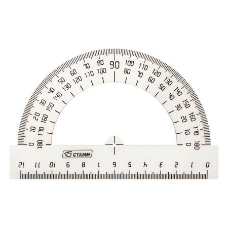 Транспортир 12 см 180° СТАММ полистирол, прозрачный бесцветный RE-ТР32 Транспортир 12 см 180° СТАММ полистирол, прозрачный бесцветный RE-ТР32