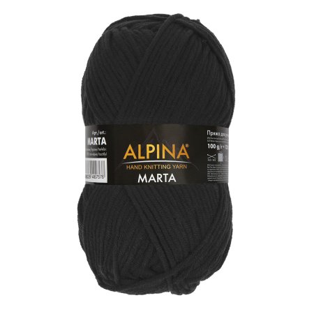 Пряжа ALPINA Marta 100% тактифил 1 х 100 г 120 ± 6 м №002 ЧЕРНЫЙ ALP-MAR-002
