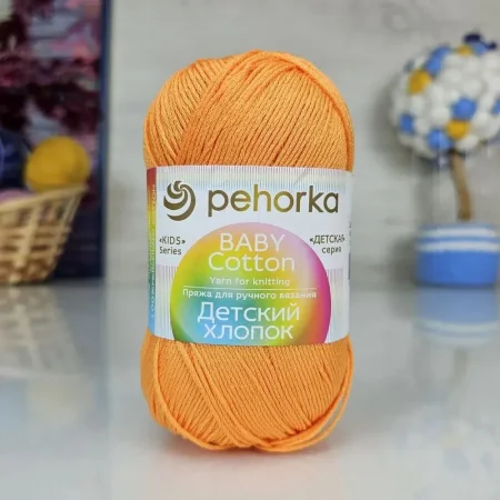 Пряжа Пехорская ПТ "Детский хлопок" 100% мерсеризованный хлопок 1 x 100 г 330 м ± 6 м №485 желтооранжевый PEH-DHL-485