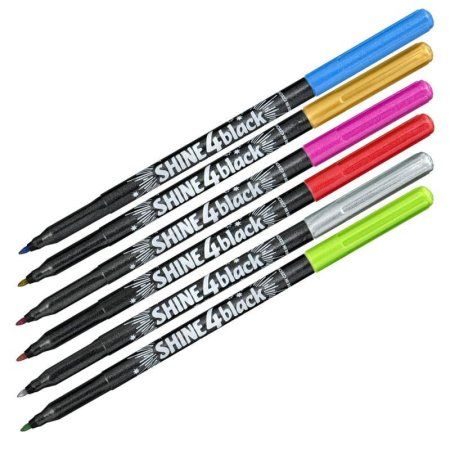 Набор маркеров для декорирования Centropen "Shine4black" 6 цв 2.5 мм металлик, пулевидные, карт.уп., европ. RE-625900601