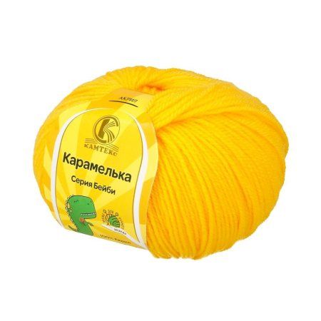 Пряжа Камтекс КТ "Карамелька" 100% акрил 1 х 50 г 175 м 104 желтый KAM-CAR-104