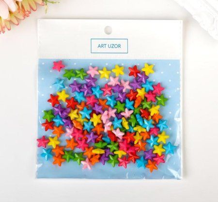 Набор бусин для творчества пластик "Яркие звёзды" набор 120 шт 0.4 х 1 х 1 см SIM-4467097