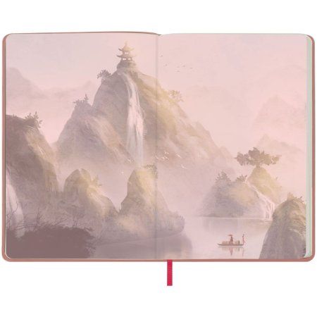 Записная книжка А5 80л. Greenwich Line "Sakura. Lonely mountain" ЛАЙТ, кожзам, с резинкой, тиснение фольгой, блок в линию RE-NA5_51396