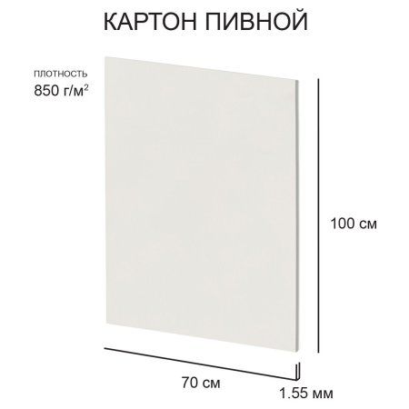 Картон пивной Love2art 1.55 мм 850 г/м2 70 х 100 см 1 шт белый KLP-17