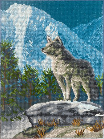Кристальная (алмазная) мозаика ФРЕЯ на подрамнике "Горный волк" 30 х 40 см ALPD-130