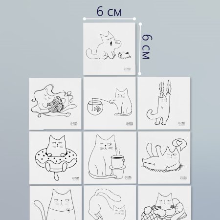 Татуировка на тело чёрная "Котики" 6 х 6 см SIM-10449485 Татуировка на тело чёрная "Котики" 6 х 6 см SIM-10449485