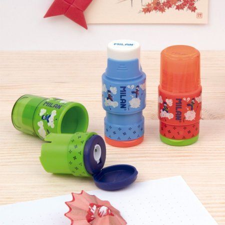 Ластик-точилка MILAN Extension Ninjutsu, контейнер ассорти ML-4725116NJ