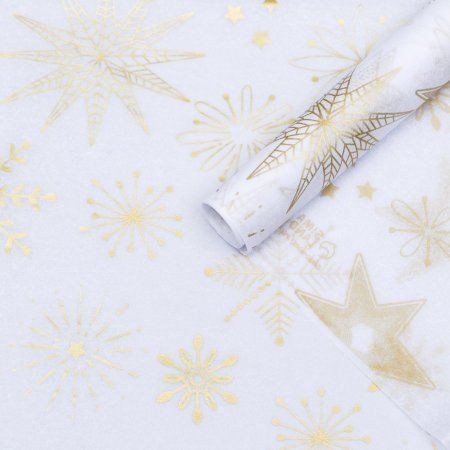 Бумага упаковочная тишью 50 х 66 см "Золотые снежинки" SIM-9561475 Бумага упаковочная тишью 50 х 66 см "Золотые снежинки" SIM-9561475