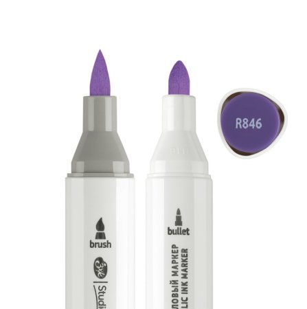 Маркер акриловый двусторонний СОНЕТ перо кисть/пуля 1 шт R846 фиолетовый NP-273-R846