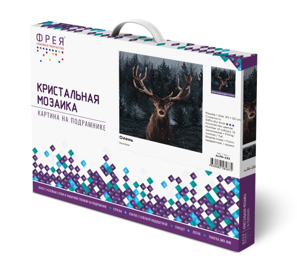 Кристальная (алмазная) мозаика ФРЕЯ на подрамнике "Олень" 30 х 30 см ALPD-233