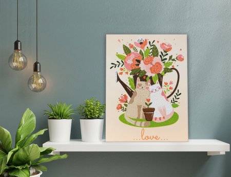 Кристальная (алмазная) мозаика ФРЕЯ постер "Цветы и котики" 30 х 40 см ALBP-308