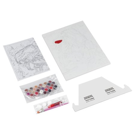 Картина по номерам на холсте с глиттером ТРИ СОВЫ "Девушка с бокалом" 30 x 40 см с акриловыми красками и кистями RE-КХг3040_57055