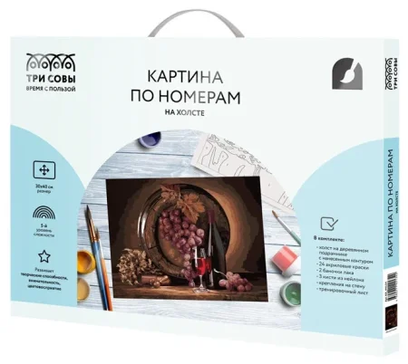 Картина по номерам на холсте ТРИ СОВЫ "Винный погреб" 30 x 40 см с акриловыми красками и кистями RE-КХ_44134
