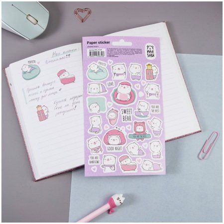 Наклейки бумажные MESHU "Sweet bear" 12 x 21 см RE-MS_41639