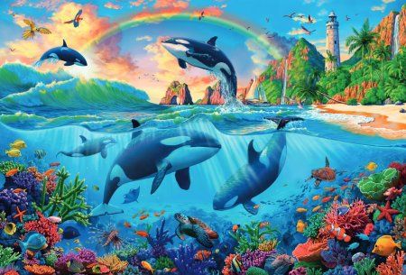 Стерео-пазл Prime 3D "Дельфины и радуга" 48 деталей, 4+ JZL-12014