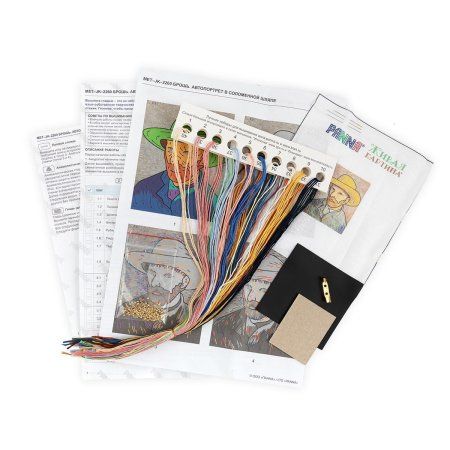 Набор для вышивания PANNA Живая картина. Брошь. Автопортрет в соломенной шляпе 5 х 6 см MET-JK-2260