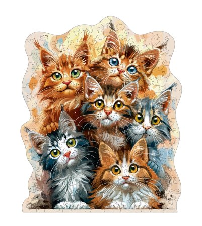 Пазл фигурный деревянный ФРЕЯ "Любознательные котята" 158 элемент PZLF-011