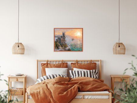 Набор для раскрашивания по номерам (холст на подрамнике) ФРЕЯ 50 х 40 см "Ласточкино гнездо. Утро" PNB/R1 №144