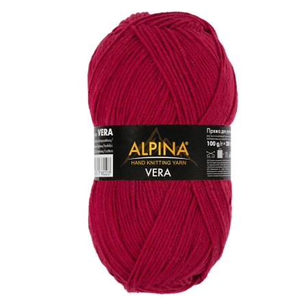 Пряжа ALPINA Vera 55% акрил, 45% хлопок 1 х 100 г 280 ± 15 м №42 т.красный ALP-VER-42
