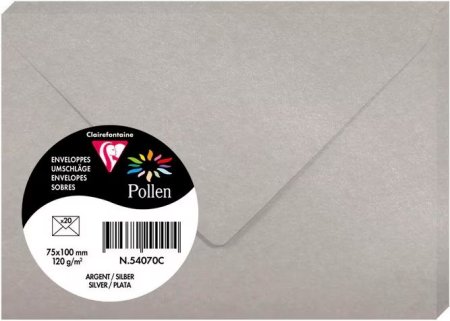 Конверт CLAIREFONTAINE Pollen 75 x 100 мм 120 г/м2 1 шт, серебро RH-54070C