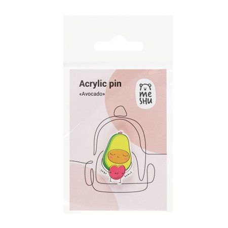 Значок акриловый MESHU "Avocado" 2.3 x 3.6 см, прямая УФ-печать RE-MS_47422