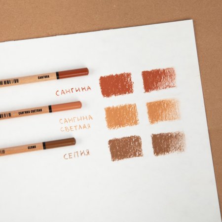 Набор пастельных карандашей VISTA-ARTISTA LE (Limited Edition) 6 шт: Сангина x2, Сангина светлая x2, Сепия x2 VFPS-6