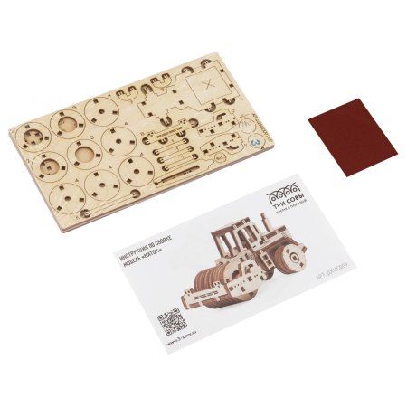 Конструктор деревянный ТРИ СОВЫ "Каток" 8.5 x 4.2 x 4.5 см, 52 детали, пакет с еврослотом RE-ДКНС009