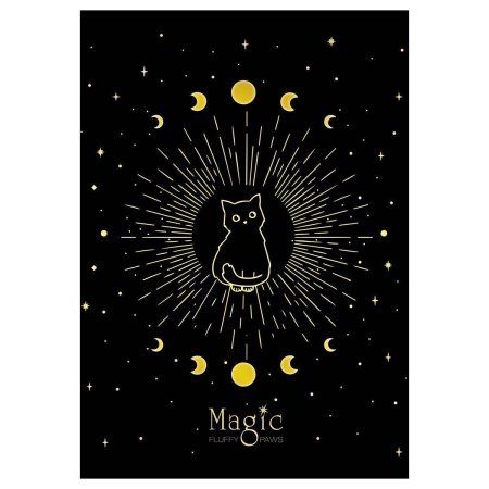 Тетрадь 80л. A5 клетка MESHU "Black cat" на гребне, двойная обложка, мат.ламин, фольгир. RE-MS_53951