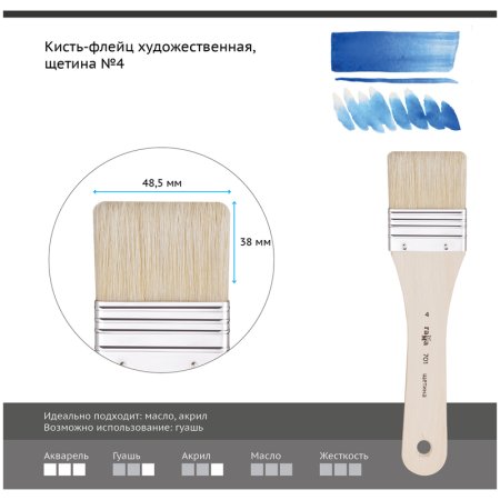 Кисть-флейц художественная ГАММА щетина №4 RE-701004