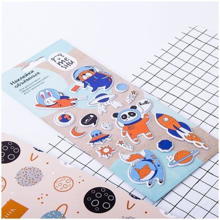 Наклейки объемные MESHU "Space adventure" 10 x 19 см RE-MH_33118