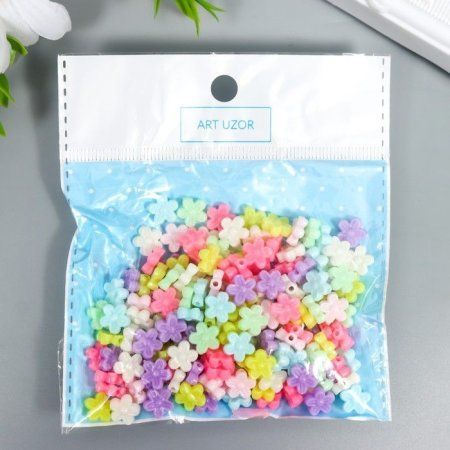 Бусины для творчества пластик "Цветочек. Пастельные тона" 20 г 0.8 х 0.8 см SIM-7338698