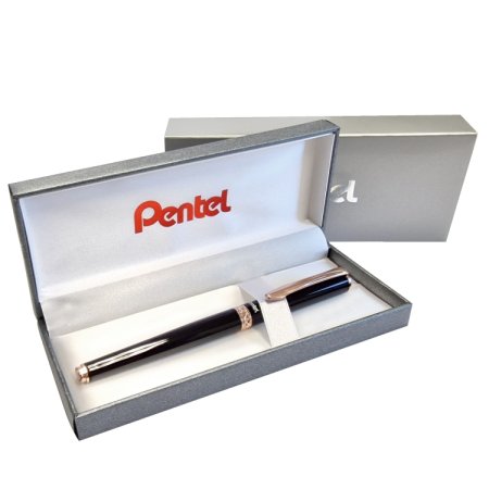 Ручка-роллер PENTEL 0.7 мм, гелевый синий стержень, в подарочном футляре K611APG-LR7CEBSET