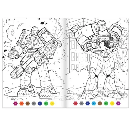 Раскраска по номерам "Атака роботов" А4 16 стр SIM-5298382 Раскраска по номерам "Атака роботов" А4 16 стр SIM-5298382