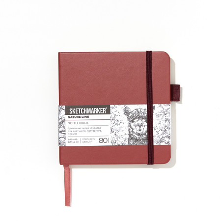Блокнот для зарисовок SKETCHMARKER 140 г/м2 12 x 12 см 80 л, твердая обложка, Красный винтаж NP-25604002SM