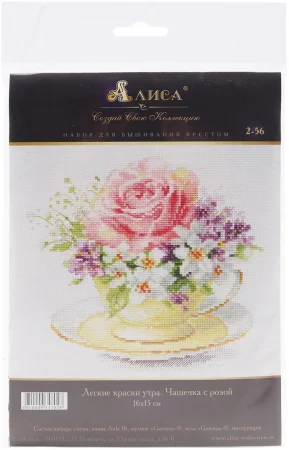 Набор для вышивания "Алиса" Лёгкие краски утра. Чашечка с розой 16 x 15 см 2-56