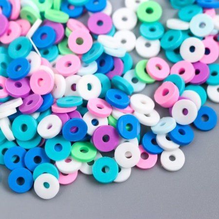 Бусины для творчества PVC "Колечки сине-зелёные" ≈ 330 шт 0.1 х 0.6 х 0.6 см SIM-9127269