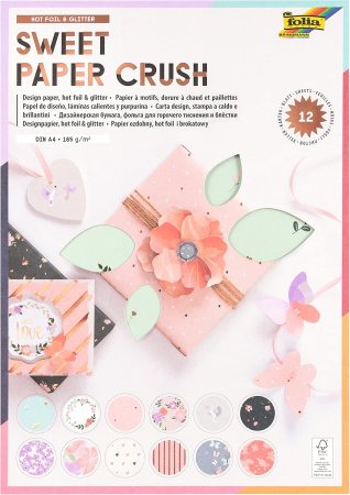 Бумага для творчества FOLIA Sweet Paper Crush 165 г/м2 A4, набор 12 дизайнов FL-11949