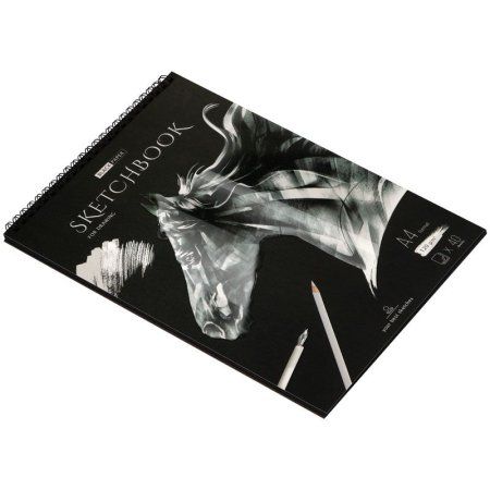 Скетчбук 40л. А4 ArtSpace "Black line. Horse" 120 г/м2, на гребне, черный блок RE-SkА440_38362 Скетчбук 40л. А4 ArtSpace "Black line. Horse" 120 г/м2, на гребне, черный блок RE-SkА440_38362