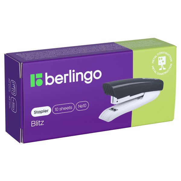 Степлер №10 Berlingo "Blitz" до 10 л, пластиковый корпус, черный RE-DSp_10112