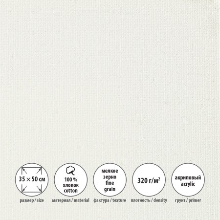 Холст грунтованный на подрамнике VISTA-ARTISTA 100% хлопок 35 x 50 см 320 г/м2 Плещеевский мелкозернистый ACFG-3550