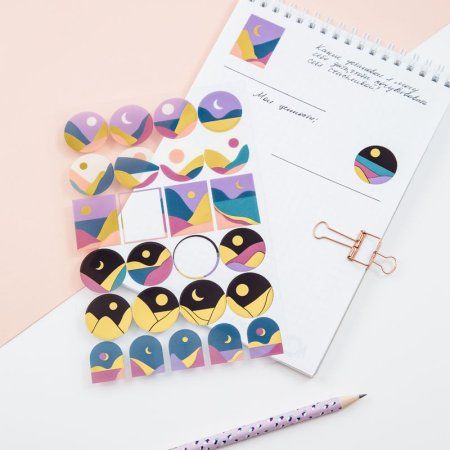 Наклейки ПВХ MESHU "Sunset" 10 x 21 см, фольга, 25 накл, инд. уп., европодвес RE-MS_43589