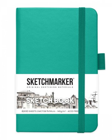 Блокнот для зарисовок SKETCHMARKER 140 г/м2 9 x 14 см 80 л, твердая обложка, Изумрудный MP2314601SM