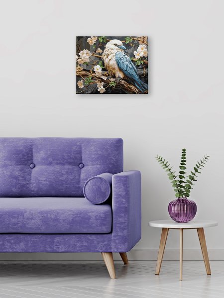 Набор для раскрашивания по номерам (с краской-металлик) ФРЕЯ 50 х 40 см "Птица в цветах" PNB/PLZ-379